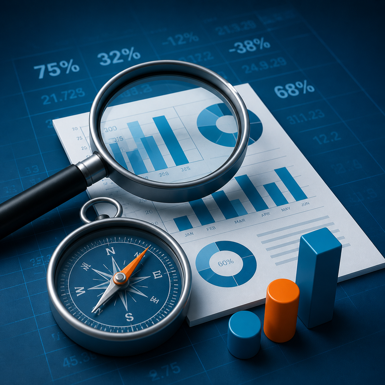 Consultoria empresarial apresentando análise de dados, gráficos financeiros e crescimento de negócios para diagnóstico estratégico